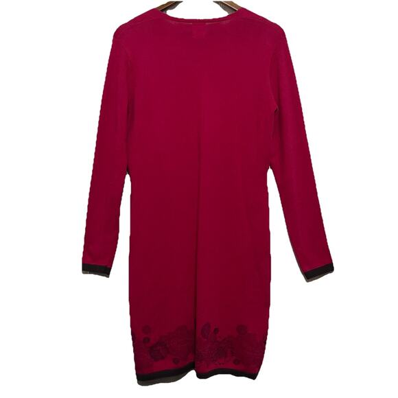 Title Nine Twist V-Neck Mobetta 60 Knit Sweater Dress Pink Size M Office - Picture 2 of 5